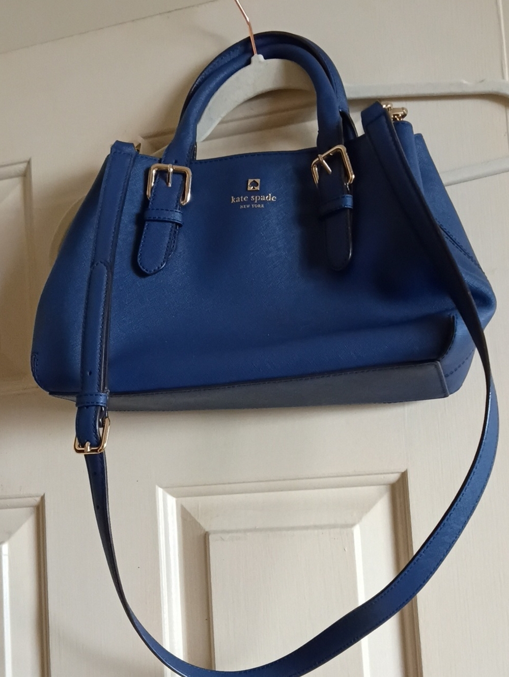 Kate Spade Royal Blue Leather Handbag, Purse, Shoulder bag, Gold Hardware, NEW!